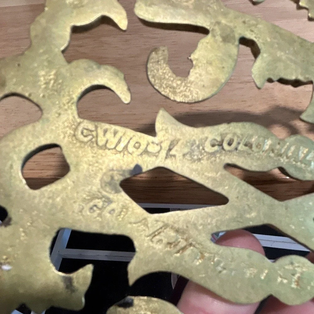 Vintage 1950 Colonial Williamsburg Cypher Brass Trivet